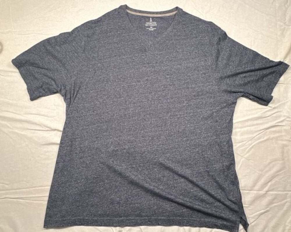 North Hudson Men's Speckled Blue Short Sleeve V-Neck T-Shirt